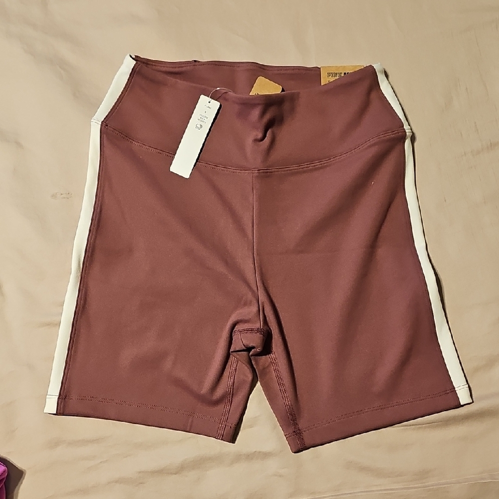 Pink Women's Brownish Shorts with White Trim